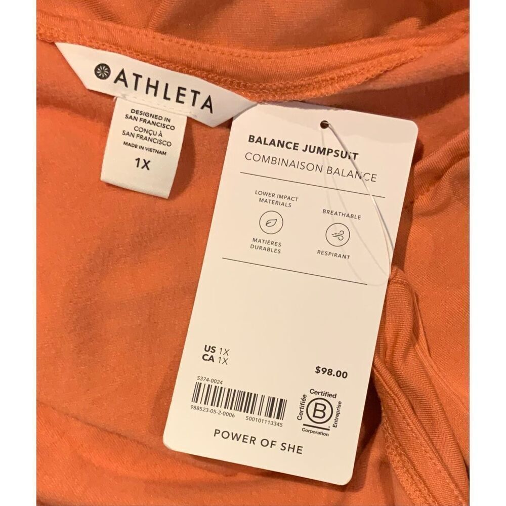 Athleta orange balance jumpsuit 1x - Picture 3 of 3